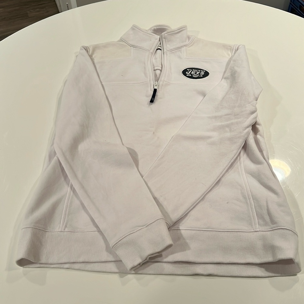 Vineyard Vines White JETS 3/4 zipper lightweight sweatshirt